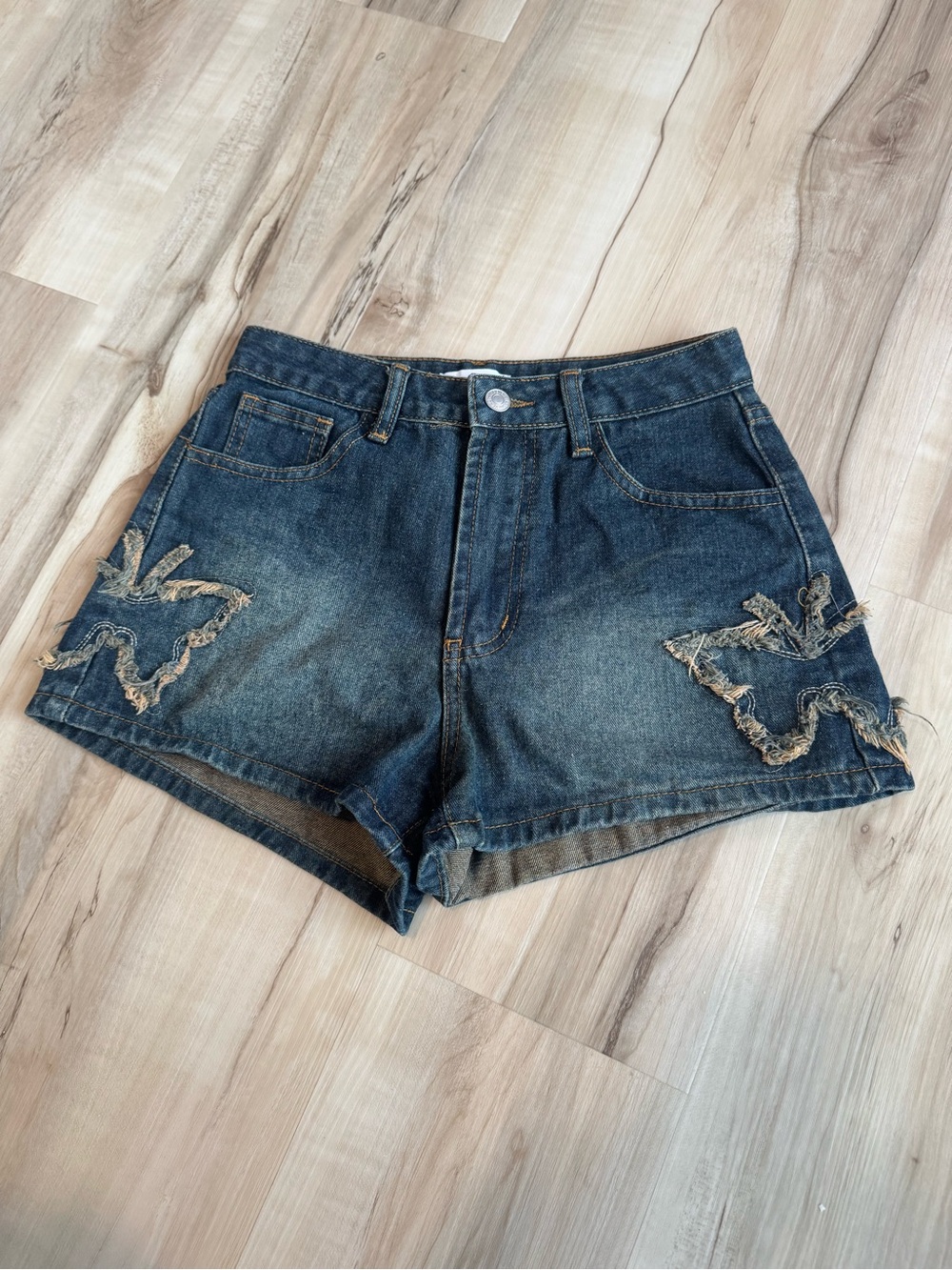 Forever 21 Dark Blue Distressed Denim Shorts